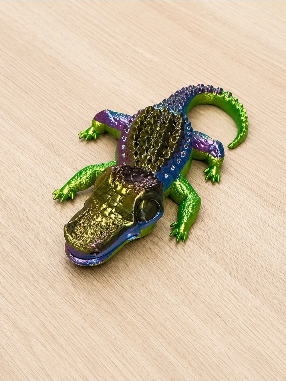 3D printed Metallic Green & Purple Alligator Terrarium Accent
